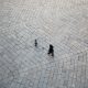 Family Road Trip mother and sun playing ball bird view from above travel photography