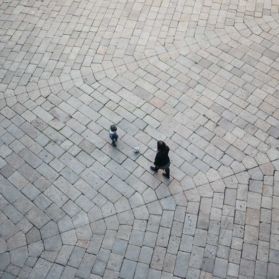 Family Road Trip mother and sun playing ball bird view from above travel photography
